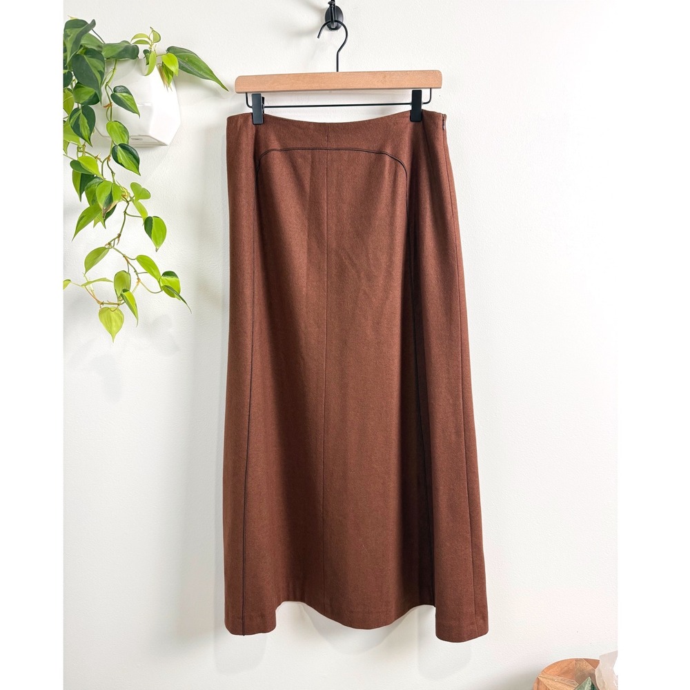 Vintage Harve Benard Brown Wool Viscose Midi Skirt A-Line Lined 12 Dark Academia